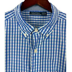 Nautica Men's XL Gingham Checkered Short Sleeve Button Down‎ Shirt